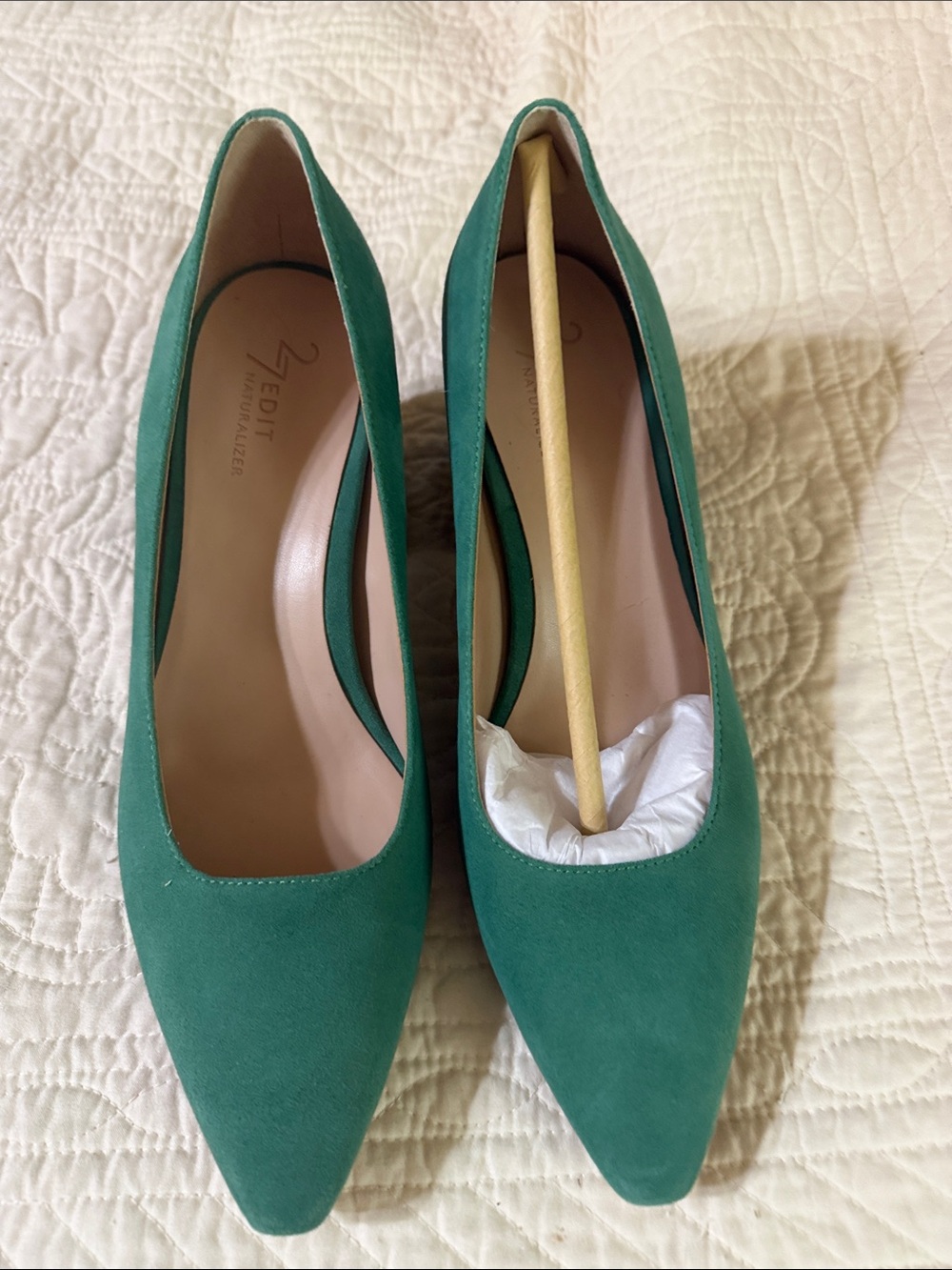 27 EDIT Naturalizer Green Suede Pointed-Toe Pumps 9W. New